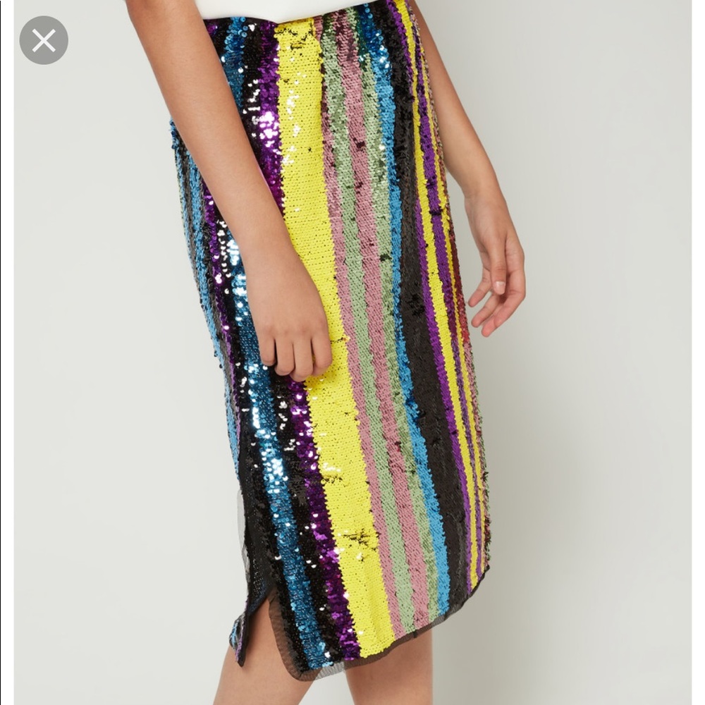 Midi-Length Sequin Stripe Skirt